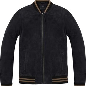 Scotch and soda suede perforated bomber jacket